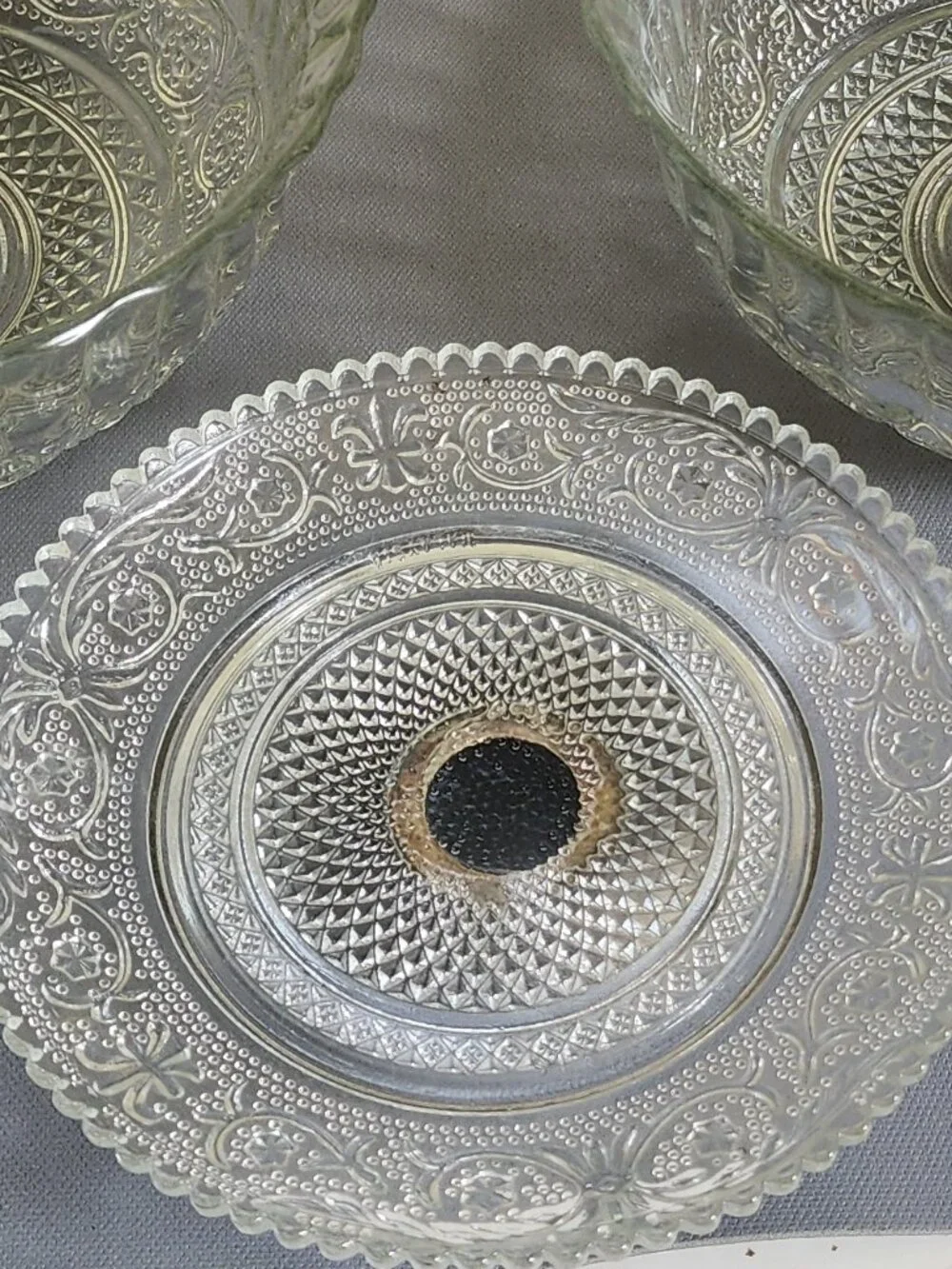 Pair of Elegant Vintage Serving Bowls & Candy Dish Pedestal with Silver Base - Picture 9 of 11